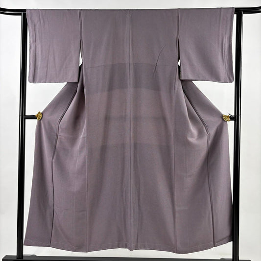 【美品】 江戶小紋 身長151.5cm 袖長62cm S 雙層 鮫花紋 灰紫 純蠶絲 名品級 一つ紋