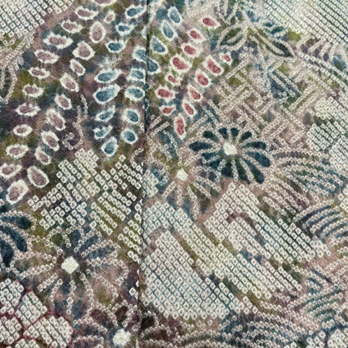 訪問服 身長152cm 袖長62.5cm S 雙層 菊花 藤 總絞染 灰紫 純蠶絲 名品級