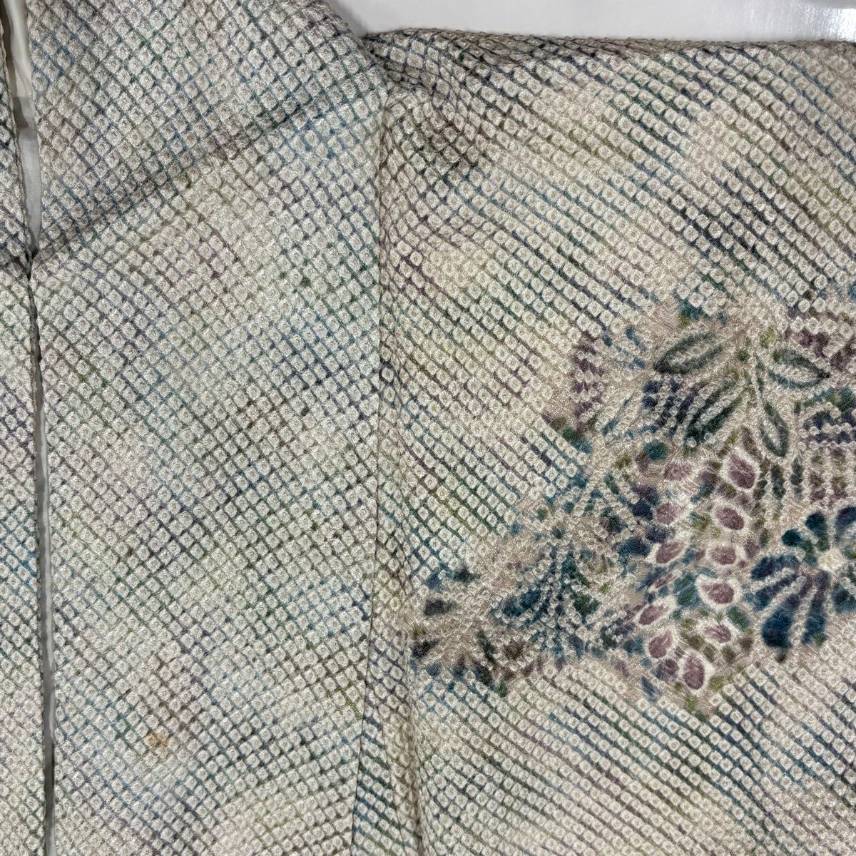 訪問服 身長152cm 袖長62.5cm S 雙層 菊花 藤 總絞染 灰紫 純蠶絲 名品級