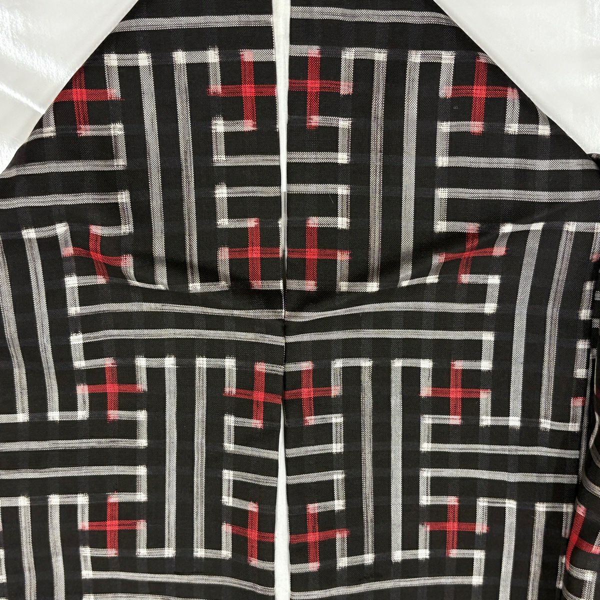 【美品】 紬織 身長158cm 袖長62.5cm S 雙層 紗綾形 黑 純蠶絲 名品級