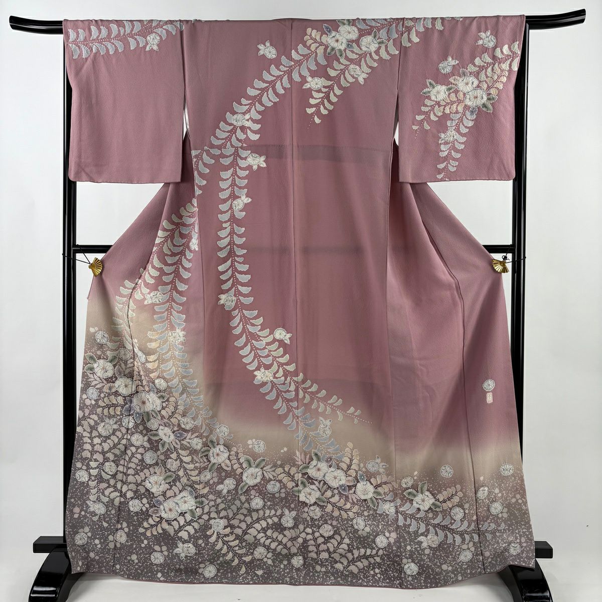 訪問服 身長167.5cm 袖長66.5cm M 雙層 落款有 辻花染 漸層 染分 薄紫 純蠶絲 名品級