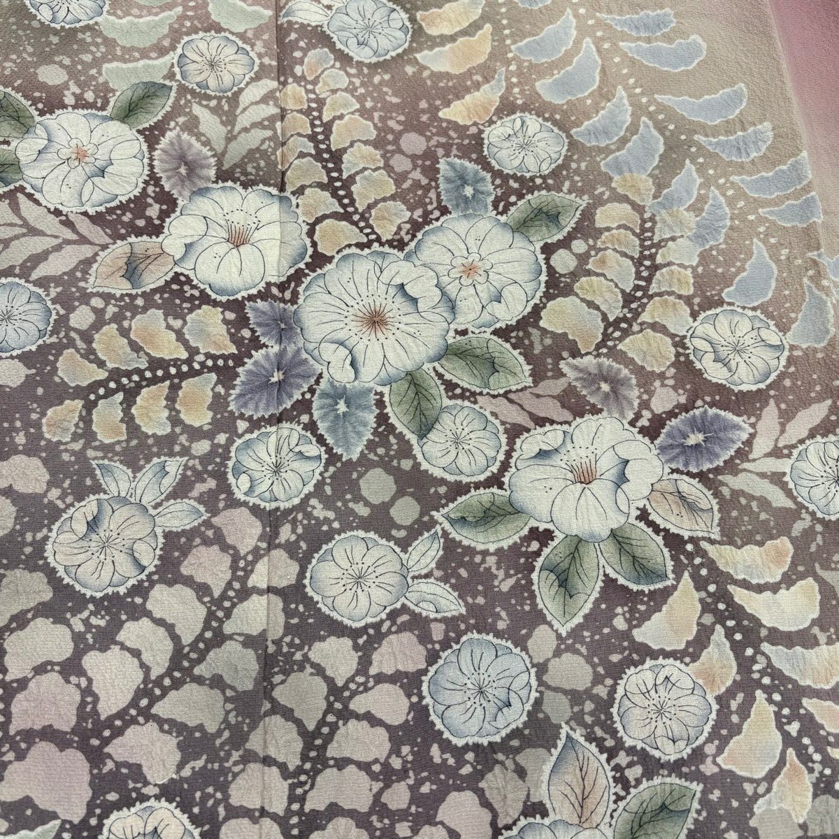 訪問服 身長167.5cm 袖長66.5cm M 雙層 落款有 辻花染 漸層 染分 薄紫 純蠶絲 名品級