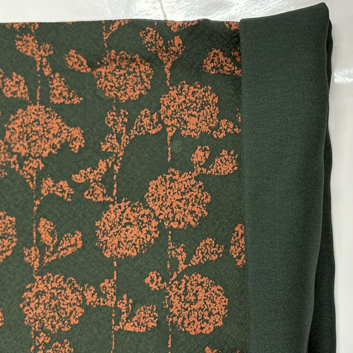 訪問服 身長160.5cm 袖長66cm M 雙層 扇子面 草花紋紋 金糸刺繡 深綠 純蠶絲 名品級