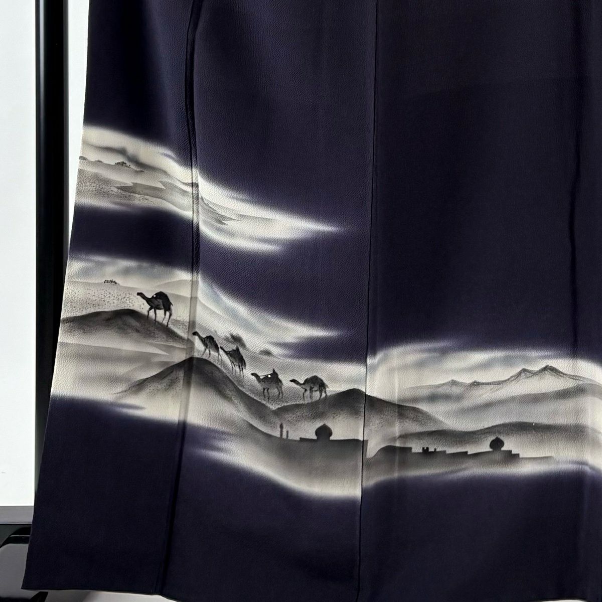 付下 身長164.5cm 袖長67.5cm L 雙層 絲綢之路 金銀彩 漸層 深紫 純蠶絲 逸品級