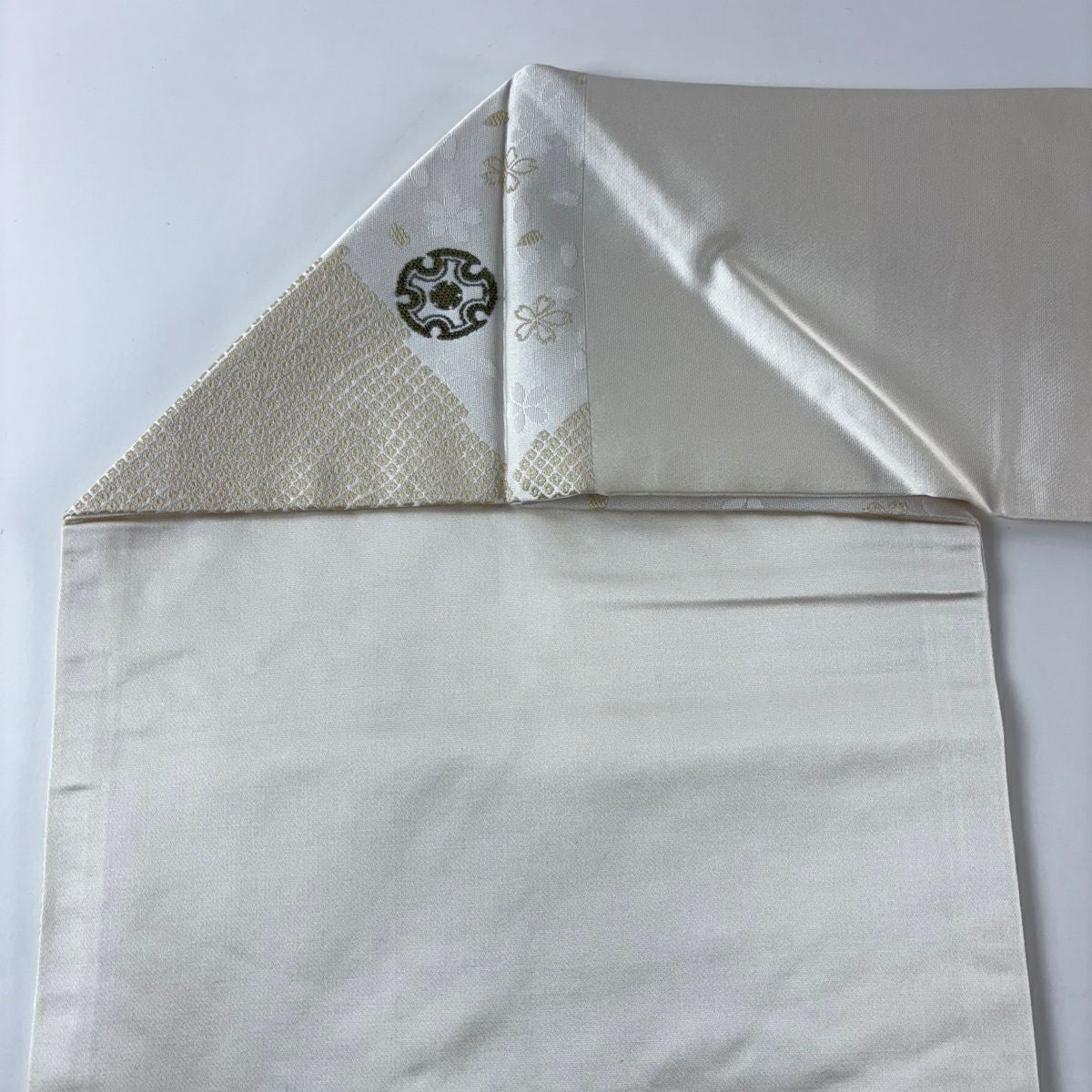 名古屋帶 名品級 樱花 雪轮 奶油色 純蠶絲