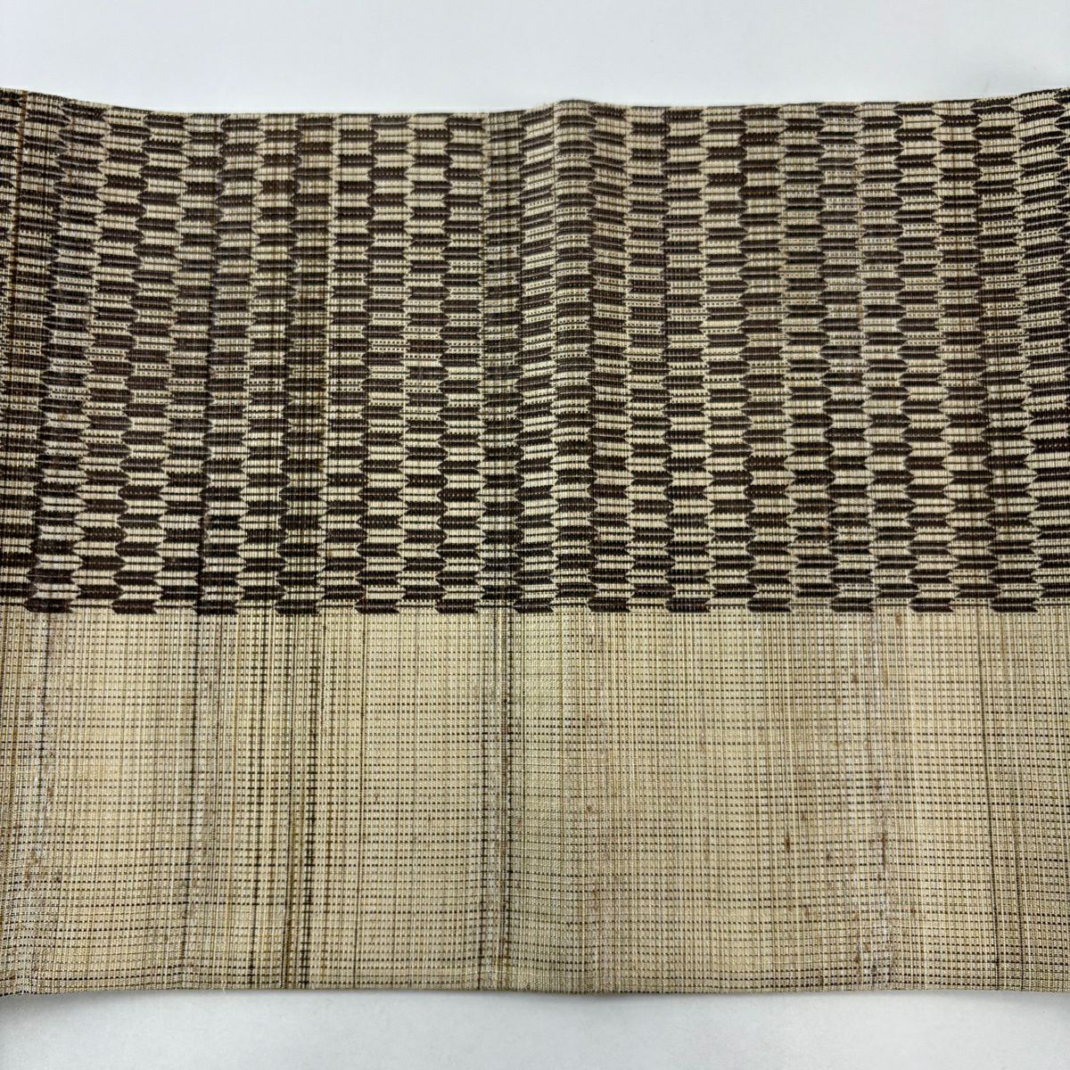 【美品】 袋帶 名品級 矢絣 金通 薄茶 全通 純蠶絲