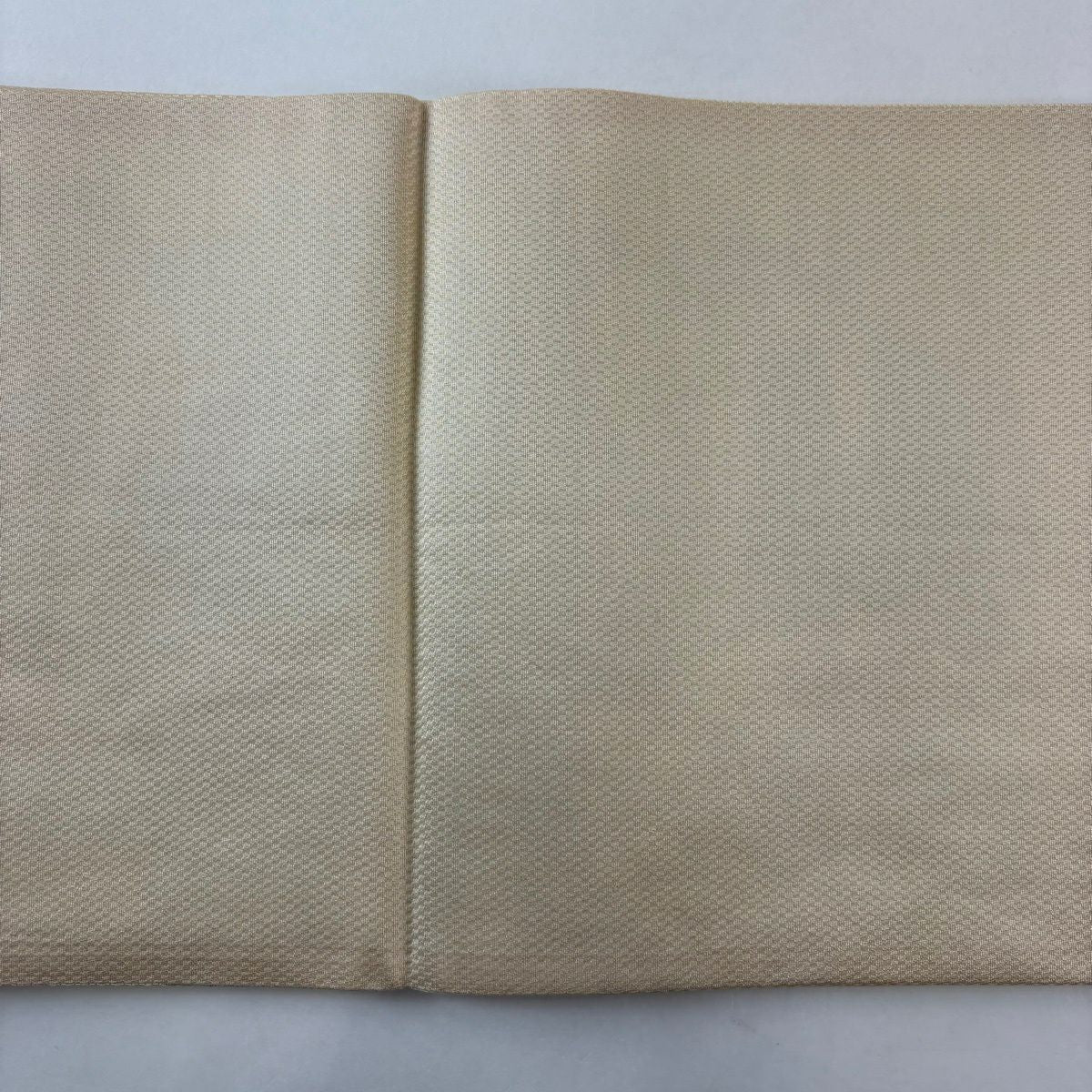 【美品】 袋帶 名品級 葉紋 奶油色 六通 純蠶絲