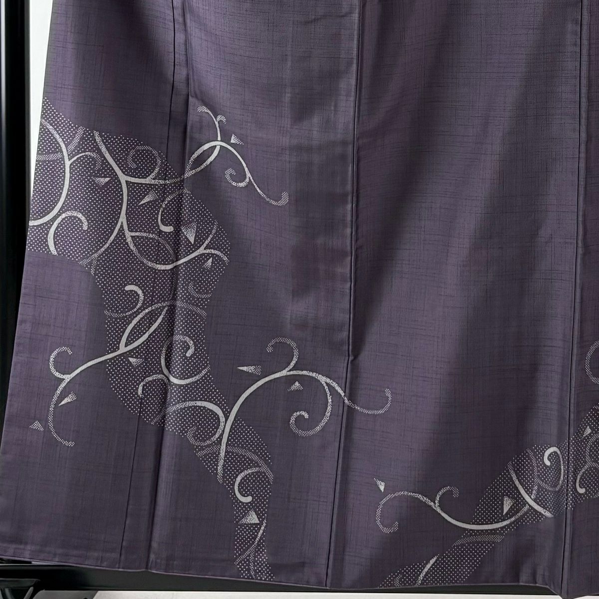 【美品】 付下 身長160cm 袖長63cm S 雙層 袋帶套裝 大島紬織織 証書齊全 唐草紋 霞 紫 純蠶絲 名品級