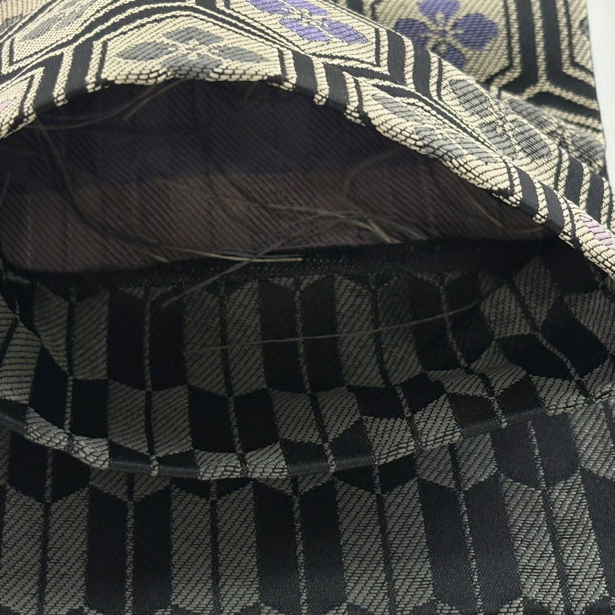 【美品】半幅帶 優品級 龜甲 花 黑 化纖