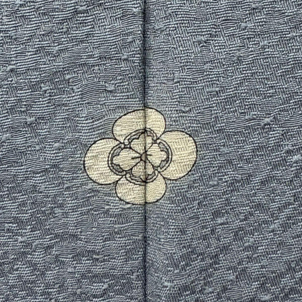 付下 身長157cm 袖長63.5cm S 雙層 扇子面 草花紋紋 刺繡 漸層 青灰 純蠶絲 秀品級 一個紋