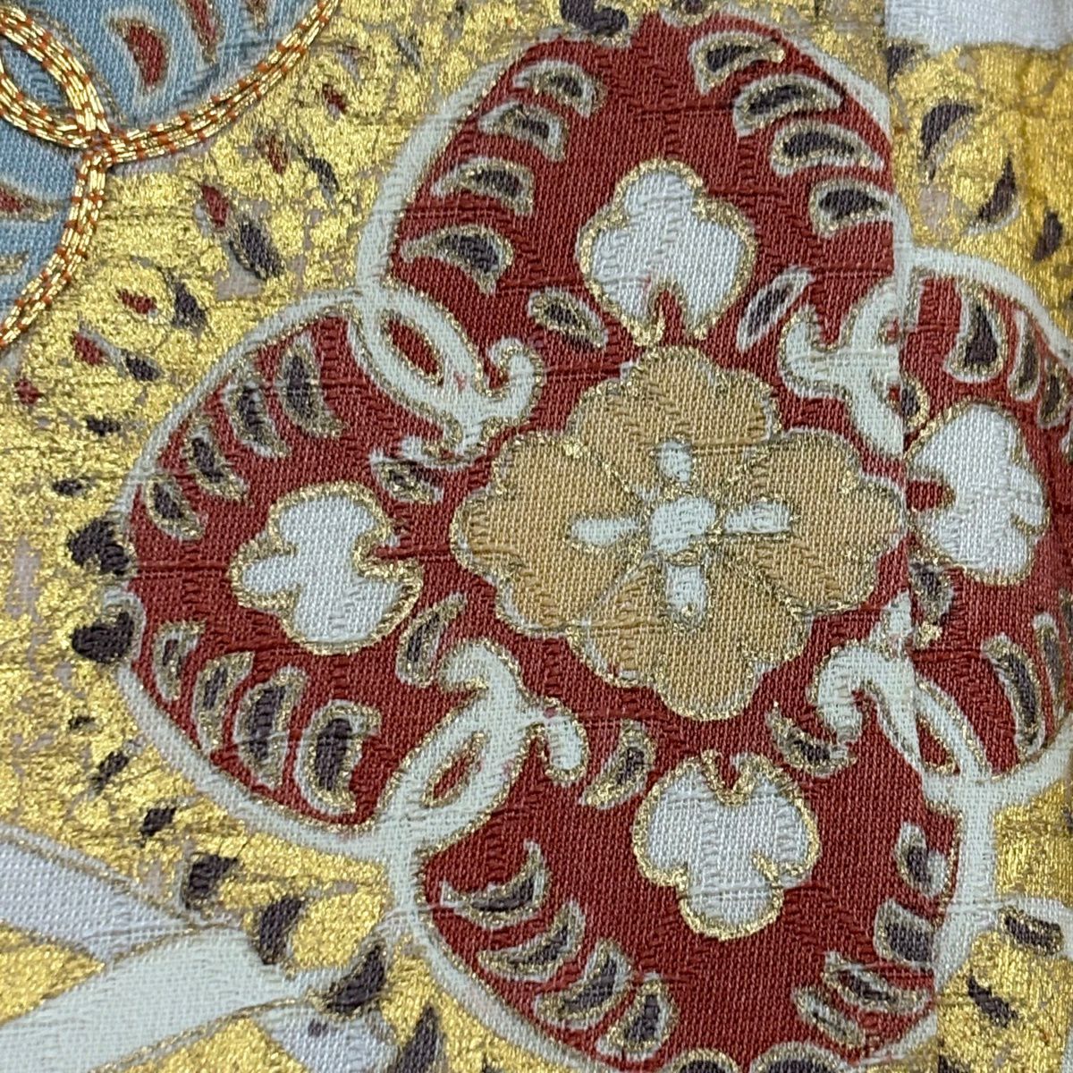 色留袖禮服 身長154.5cm 袖長63cm S 雙層 華紋 芝 金絲 金銀彩 粉米色 純蠶絲 秀品級 三つ紋