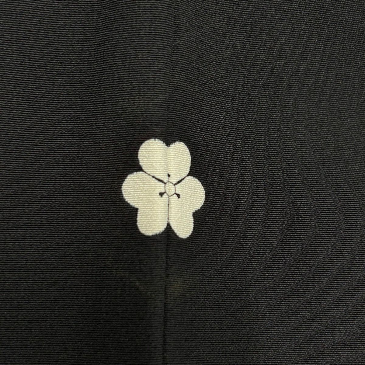 黑留袖禮服 身長156.5cm 袖長61cm S 雙層 有落款 家屋 樹木 黑 純蠶絲 優品級