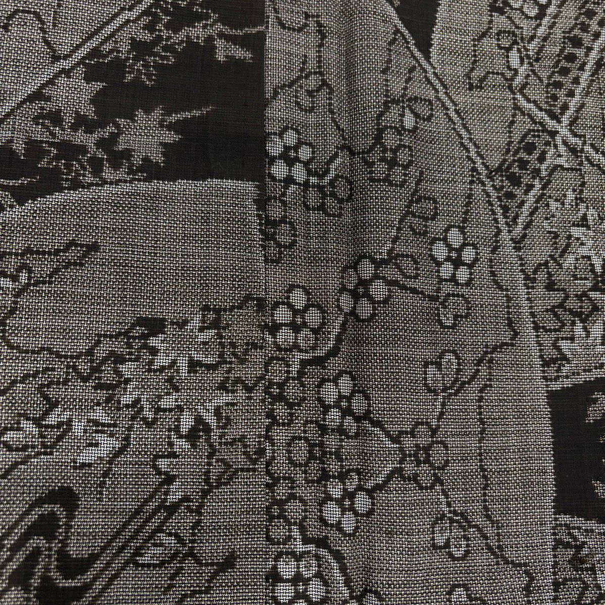 【美品】 紬織織 身長153.5cm 袖長63.5cm S 雙層 扇子面 枝梅花 焦茶 純蠶絲 秀品級