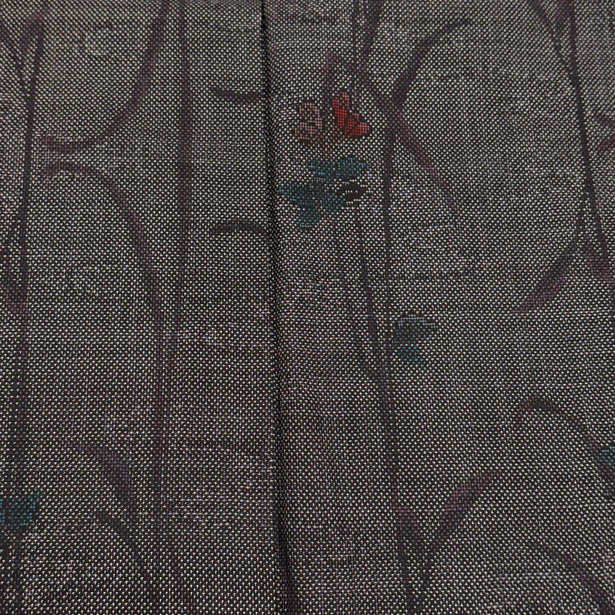 【美品】 大島紬織 身長156cm 袖長62cm S 雙層 證書附帶 草花紋紋 紫 純蠶絲 優品級