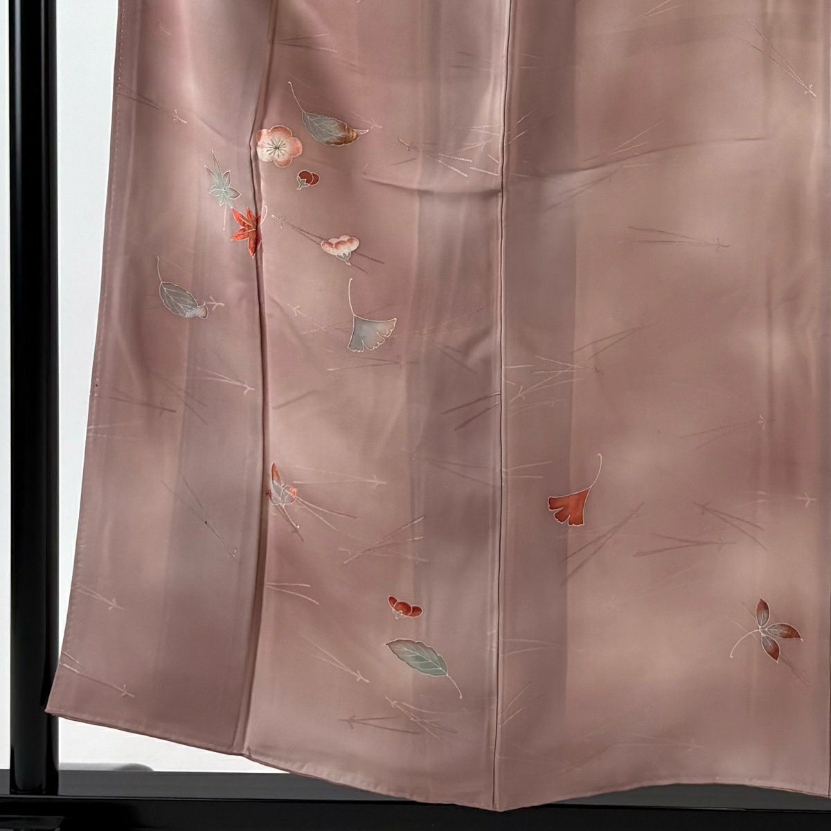 【美品】 付下 身長156cm 袖長62.5cm S 雙層 吹寄 地紋 刺繡 漸層 小豆 純蠶絲 優品級
