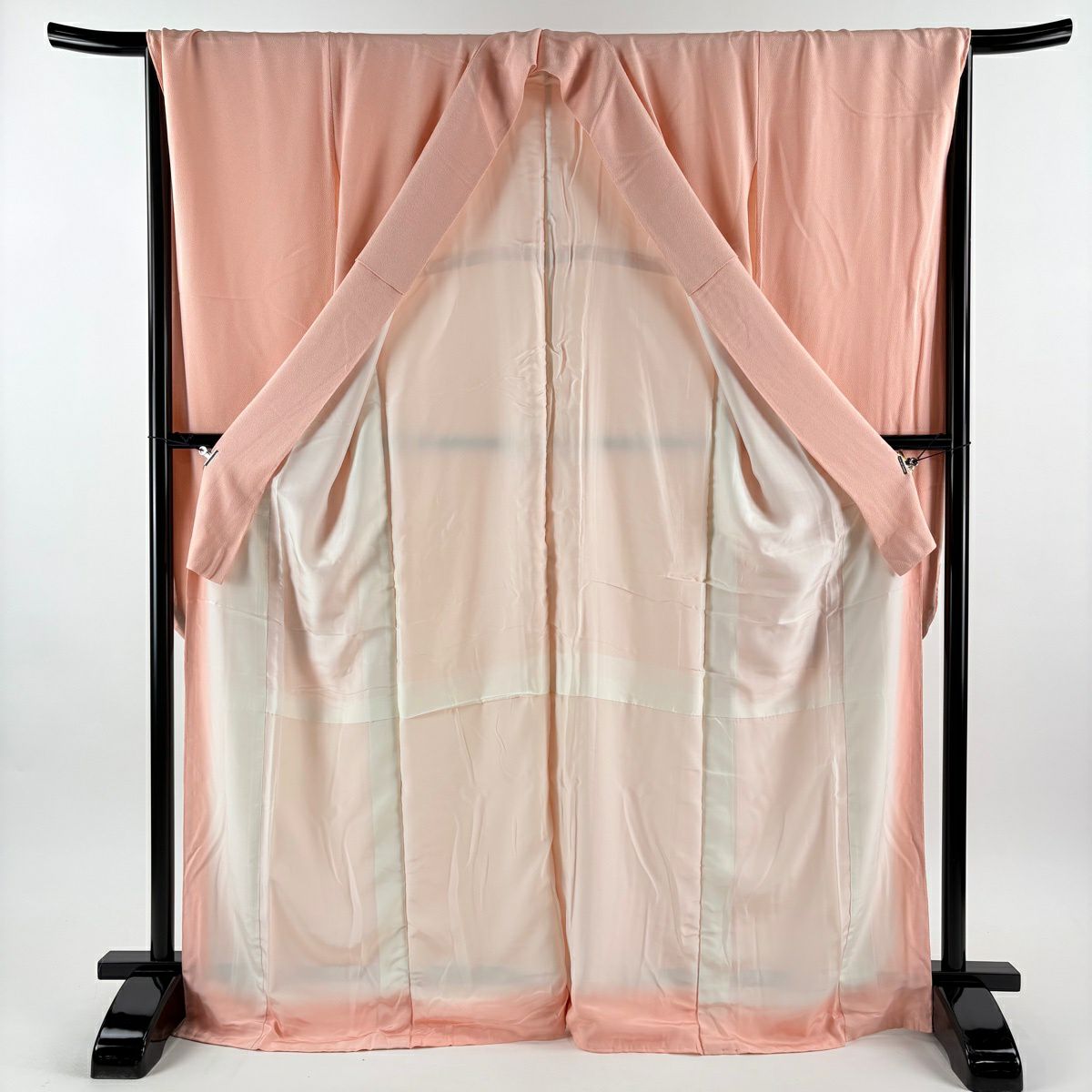 【美品】振袖禮服 身長169cm 袖長69.5cm L 雙層 皺紋 薄粉紅 純蠶絲 優品級 一個紋
