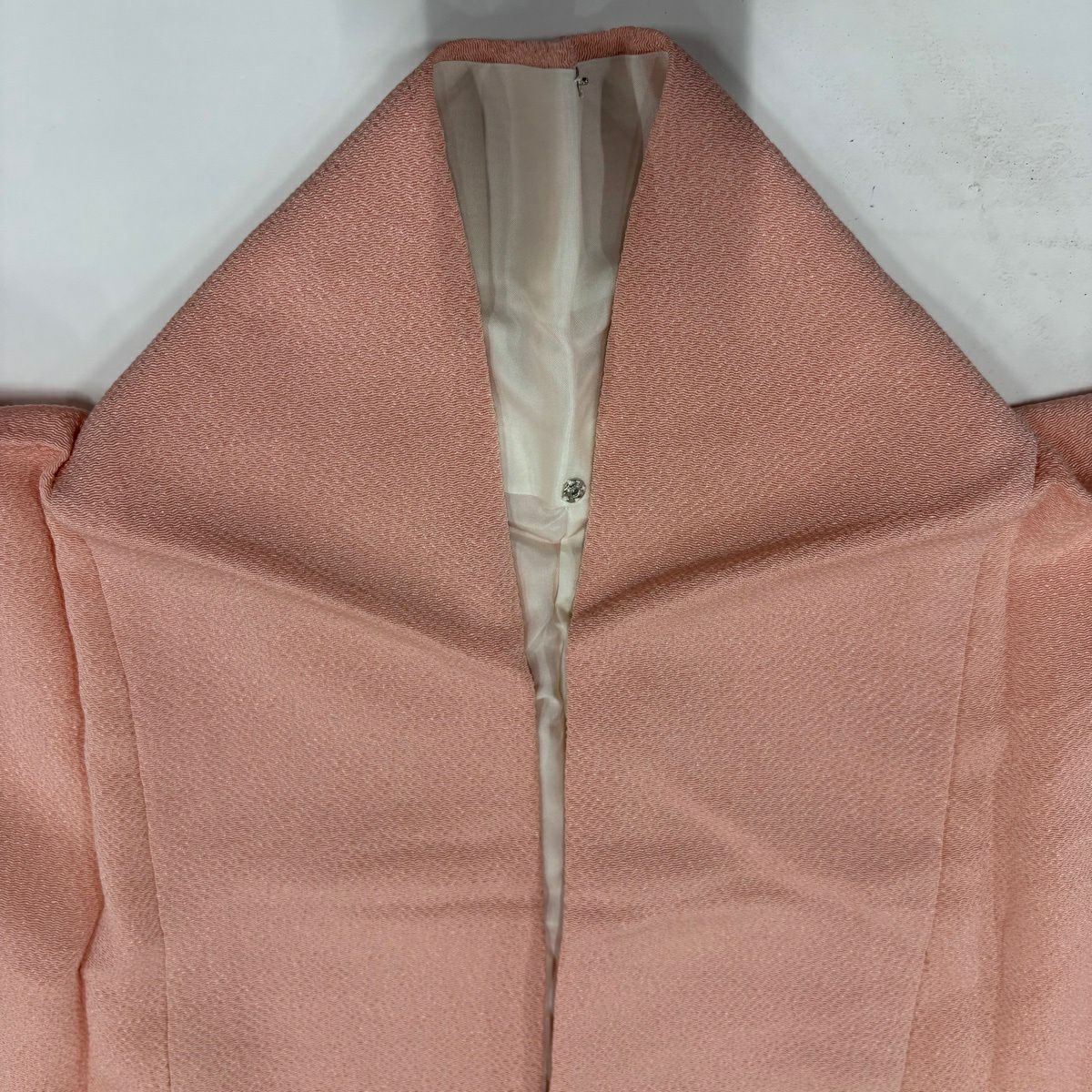 【美品】振袖禮服 身長169cm 袖長69.5cm L 雙層 皺紋 薄粉紅 純蠶絲 優品級 一個紋