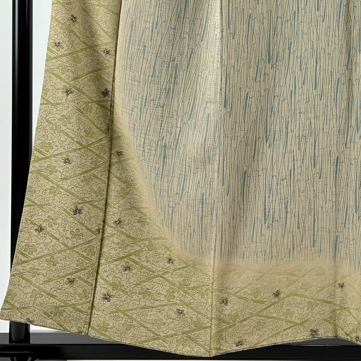 【美品】 付下 身長155cm 袖長63.5cm S 雙層 紬織織 鈴乃屋 葡萄唐草紋 龜甲 漸層 薄茶 純蠶絲 優品級