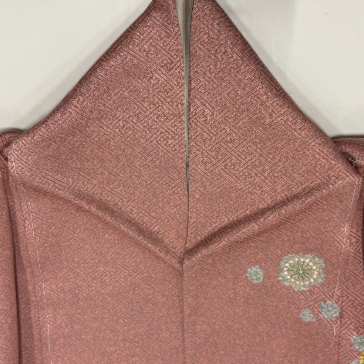 訪問服 身長161.5cm 袖長67cm M 雙層 花丸紋 梅花 金銀彩 粉紅 純蠶絲 優品級