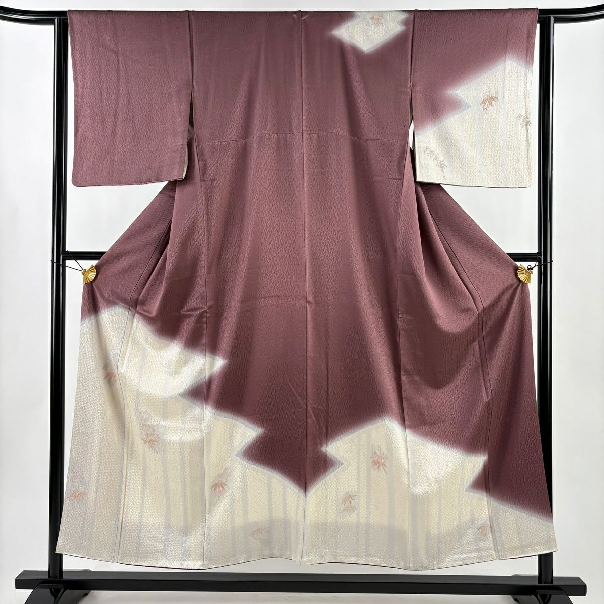 訪問服 身長154cm 袖長63cm S 雙層 武 幾何圖案 相良刺繡 漸層 紅紫 純蠶絲 優品級