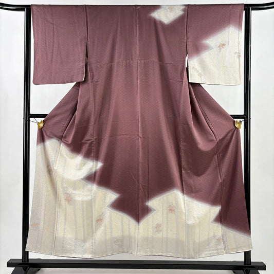 訪問服 身長154cm 袖長63cm S 雙層 武 幾何圖案 相良刺繡 漸層 紅紫 純蠶絲 優品級