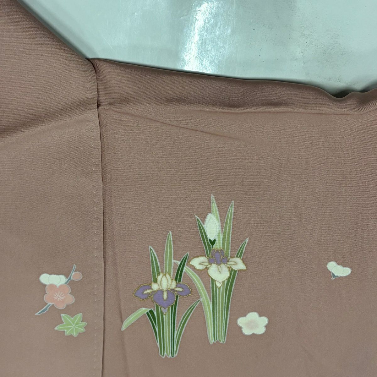 訪問服 身長157cm 袖長65cm M 雙層 菊花花 ヱ霞 金絲 金銀彩 淺粉色 純蠶絲 優品級