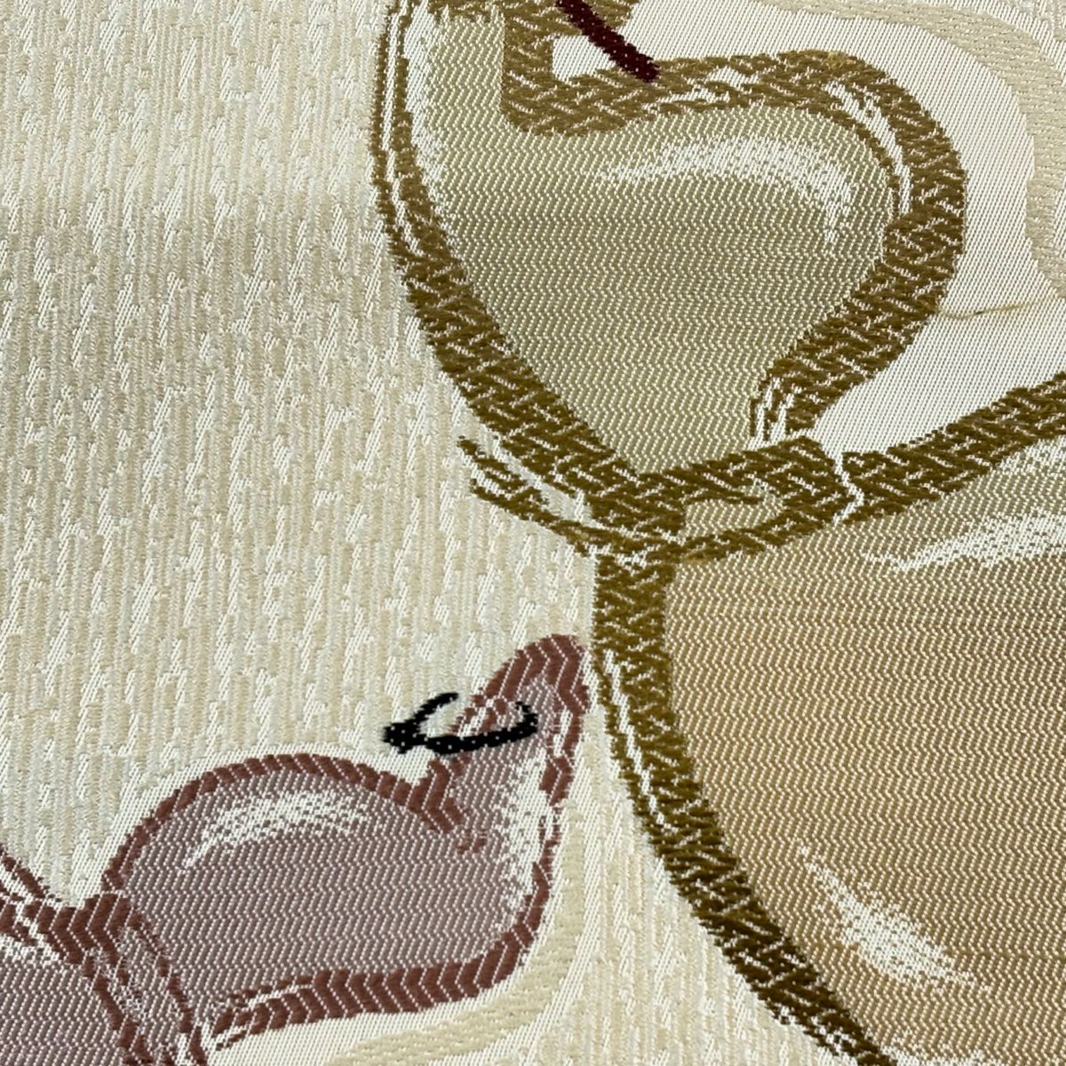 名古屋帶 秀品級 瓢箪 刺繡 米色 純蠶絲