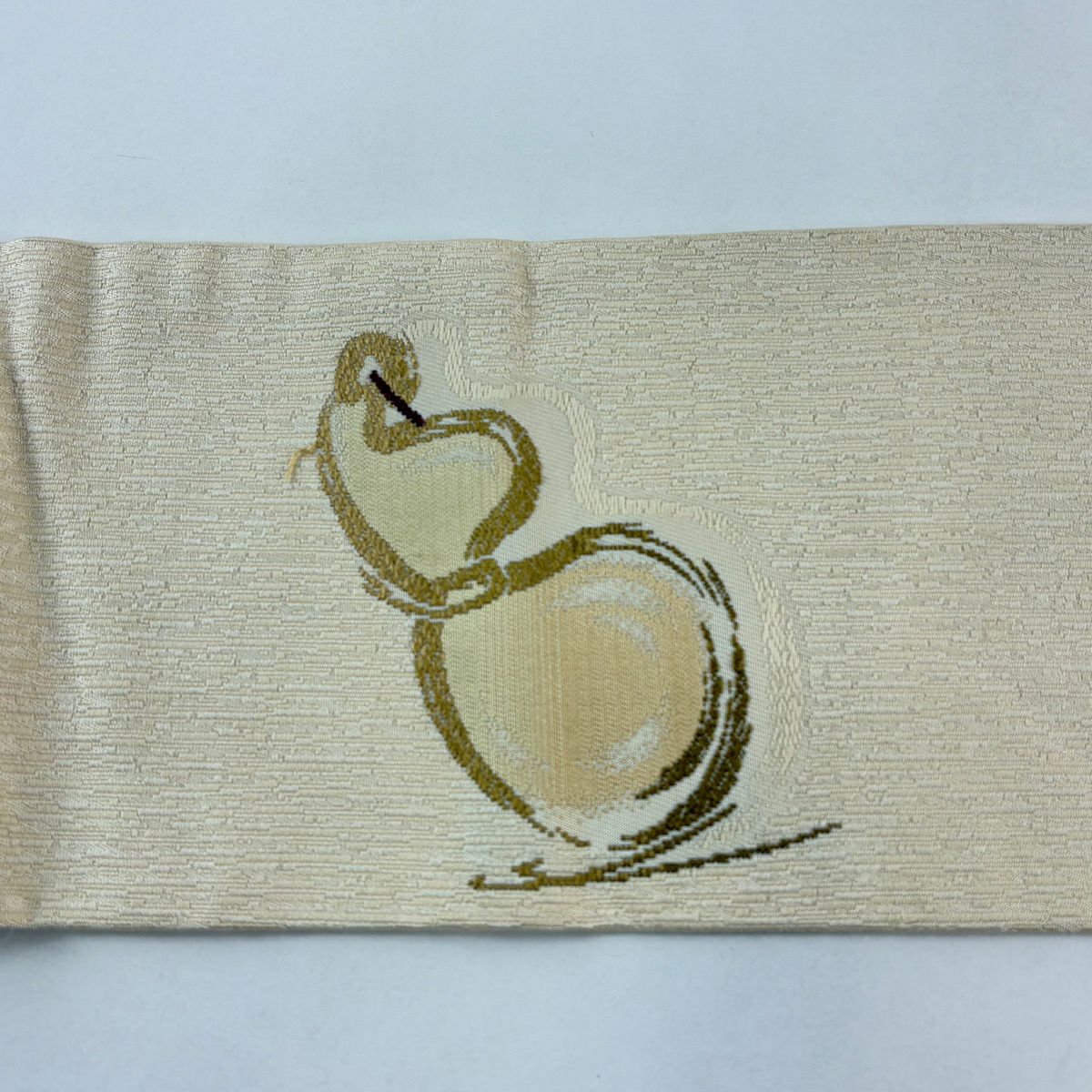 名古屋帶 秀品級 瓢箪 刺繡 米色 純蠶絲