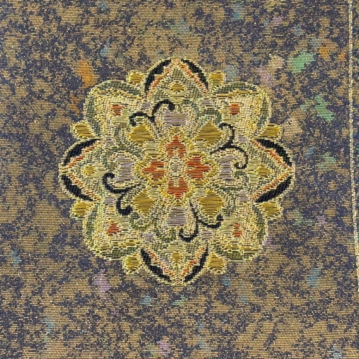 【美品】 袋帶 秀品級 華紋 花蝶 金絲 金金箔 灰 深藍 六通 純蠶絲