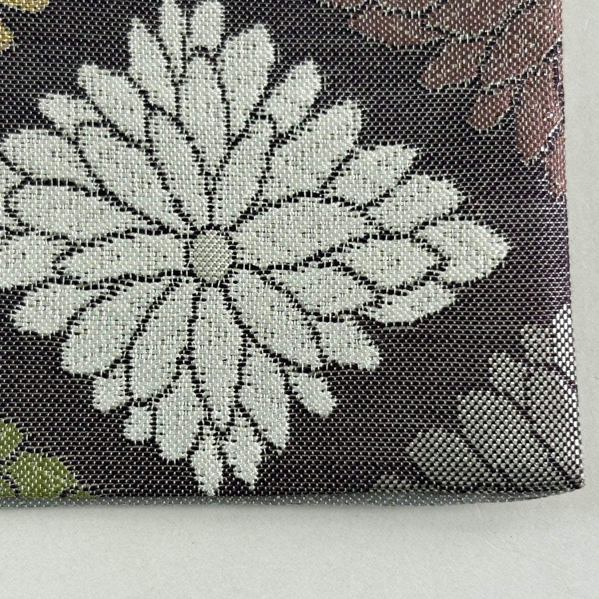 袋帶 秀品級 花菱 金絲 金金箔 紫 六通 純蠶絲