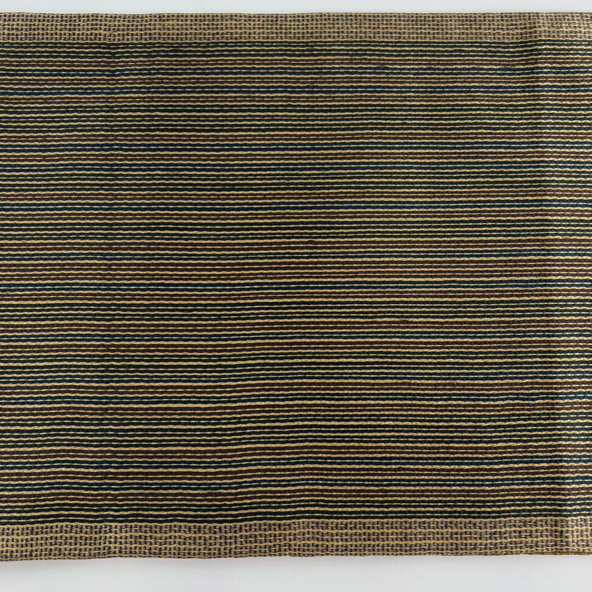 【美品】 袋帶 秀品級 菱形 幾何學 金絲 金茶 お太鼓圖案 純蠶絲