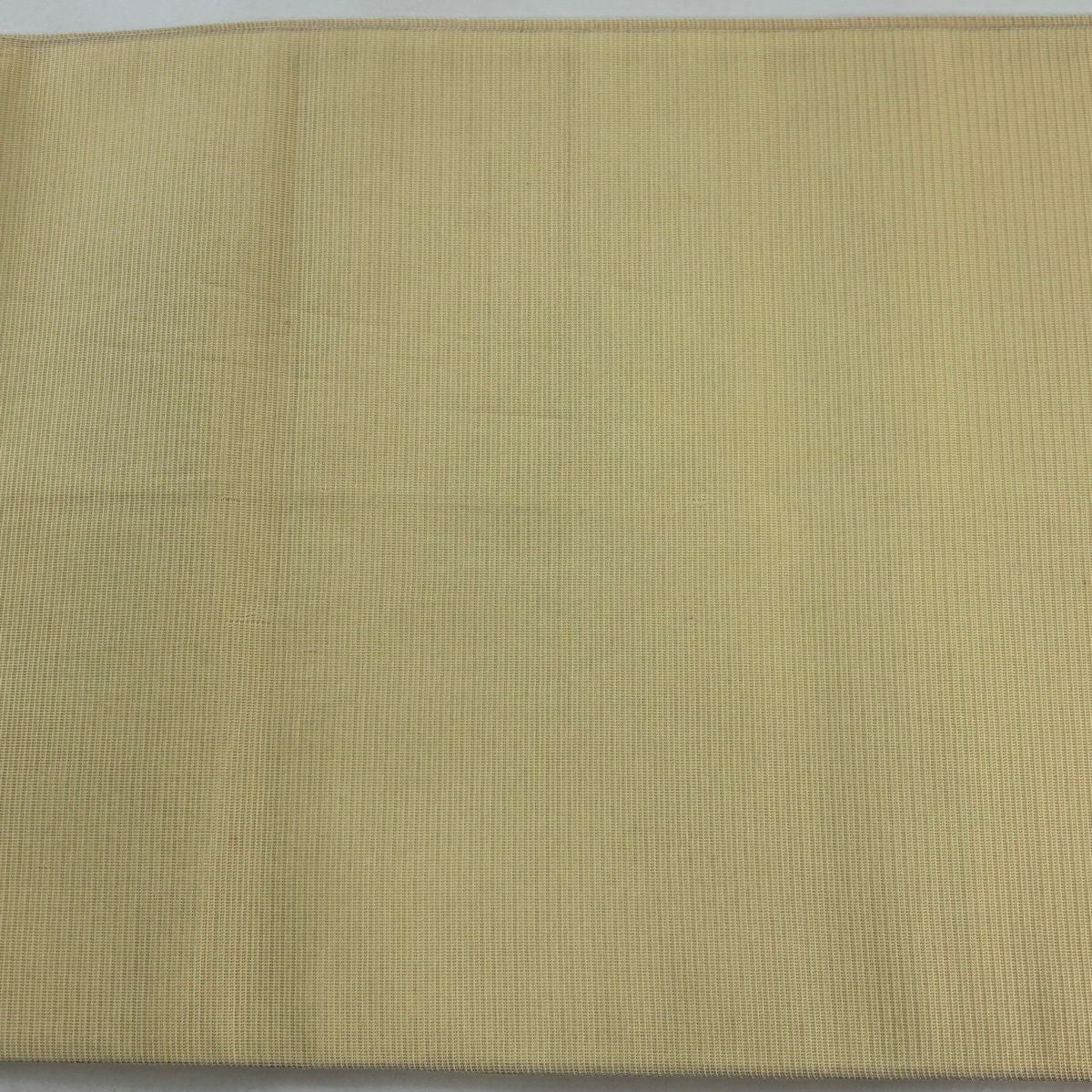 袋帶 秀品級 夏帶 絽 ざる 草花紋刺繡 金線 米色 お太鼓圖案 純蠶絲