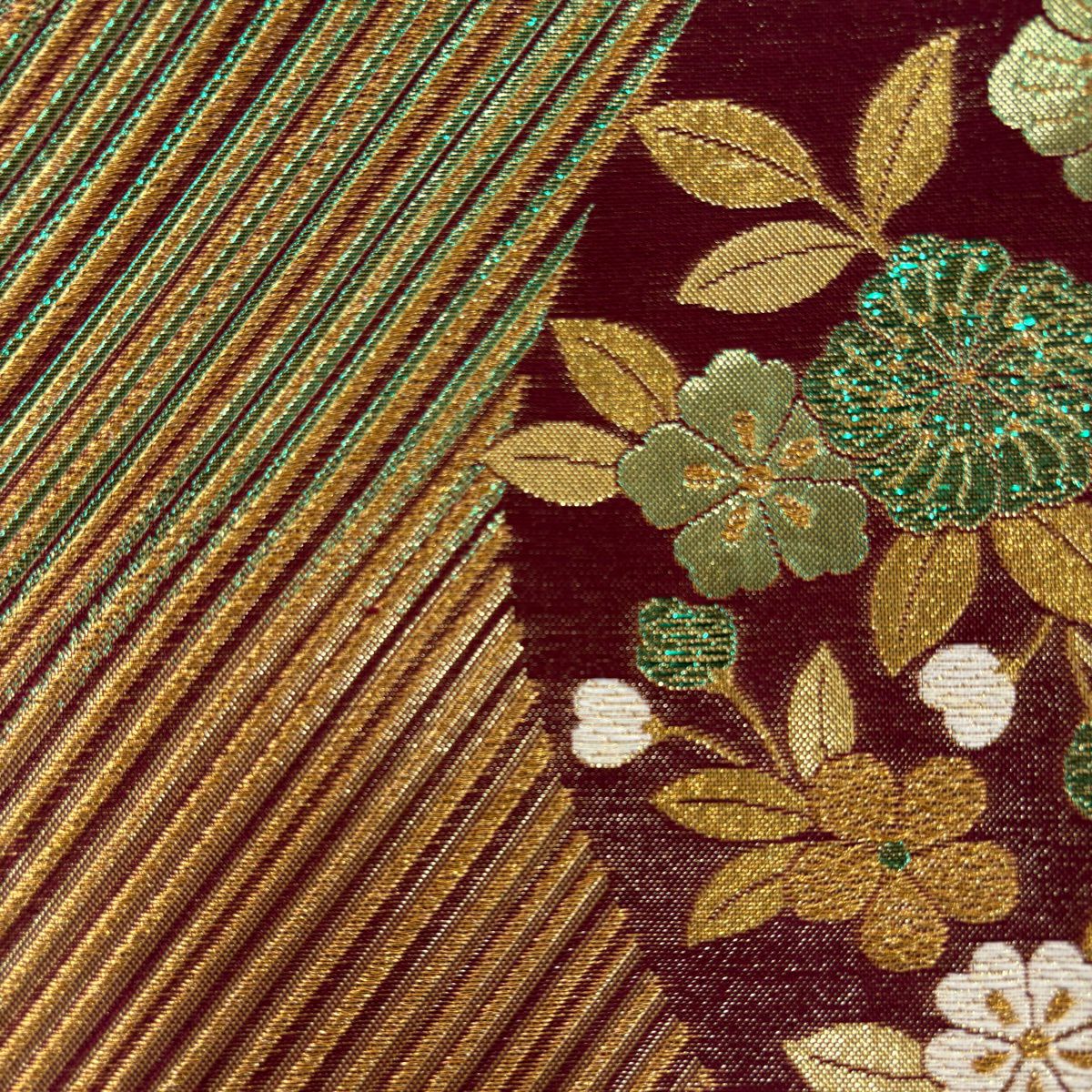 【美品】 袋帶 秀品級 振袖禮服禮服用 櫻花 斜紋 金絲 金金箔 金色 六通 純蠶絲
