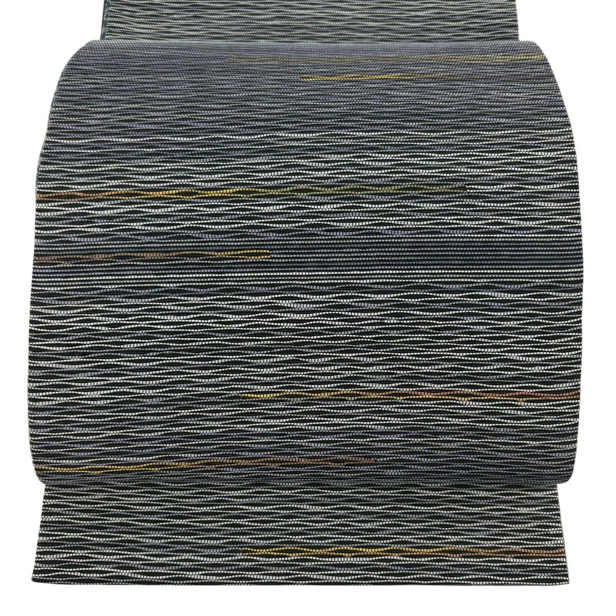 【美品】 袋帶 秀品級 斜條 灰紫 六通 純蠶絲