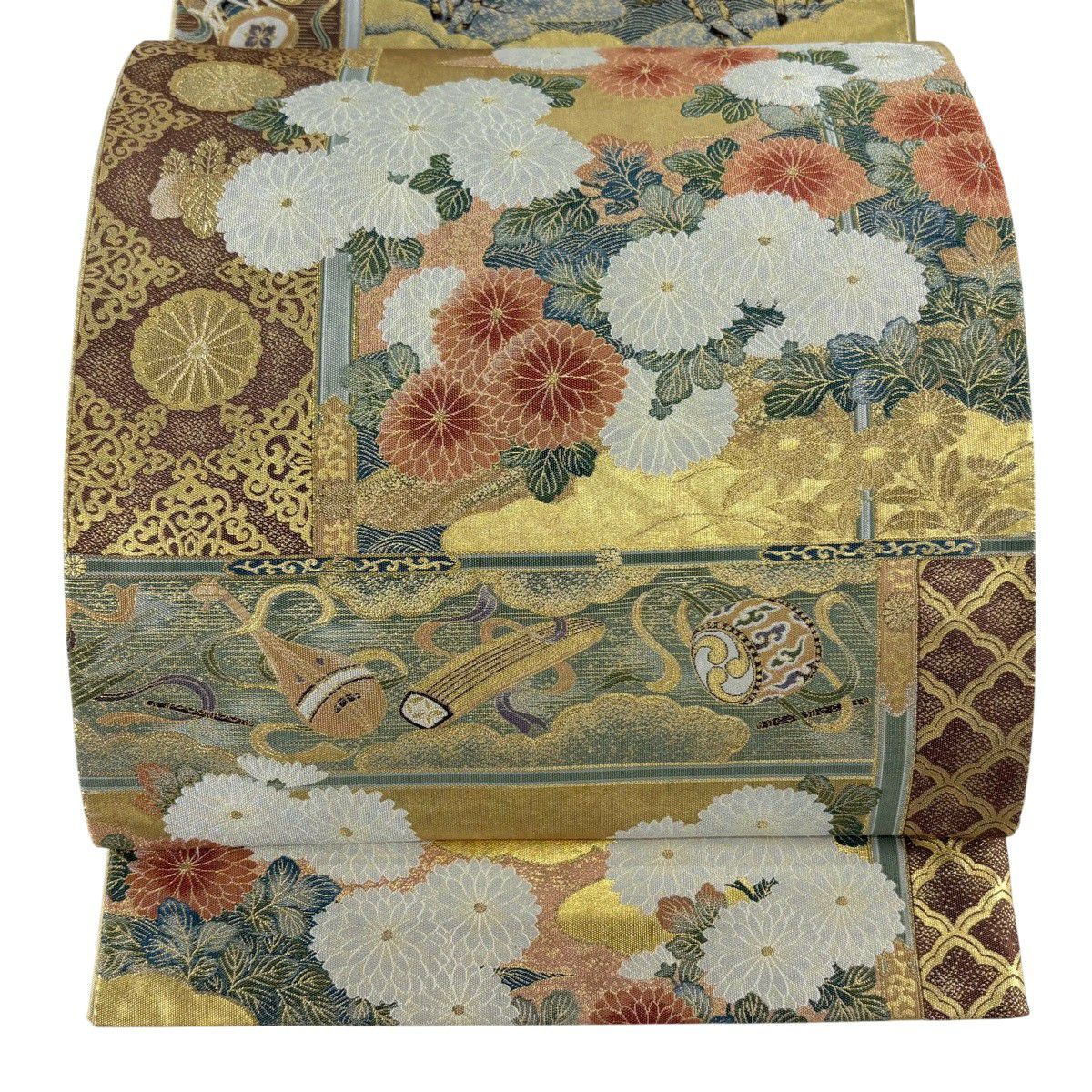 【美品】 袋帶 秀品級 高台寺蒔繪 金絲 金金箔 金 六通 純蠶絲