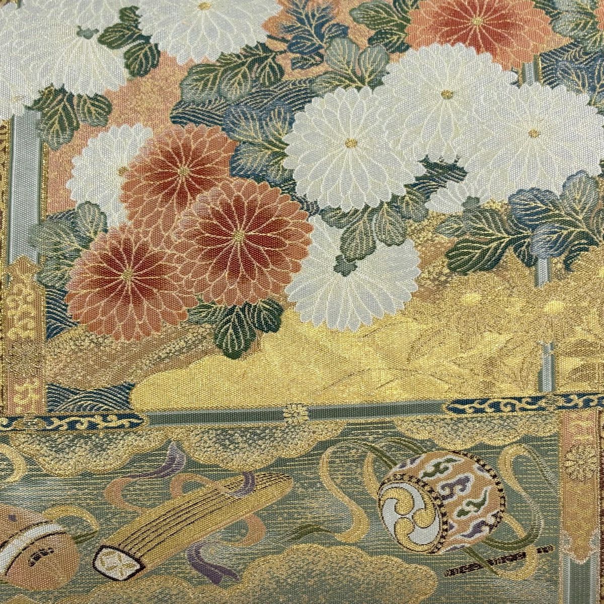 【美品】 袋帶 秀品級 高台寺蒔繪 金絲 金金箔 金 六通 純蠶絲