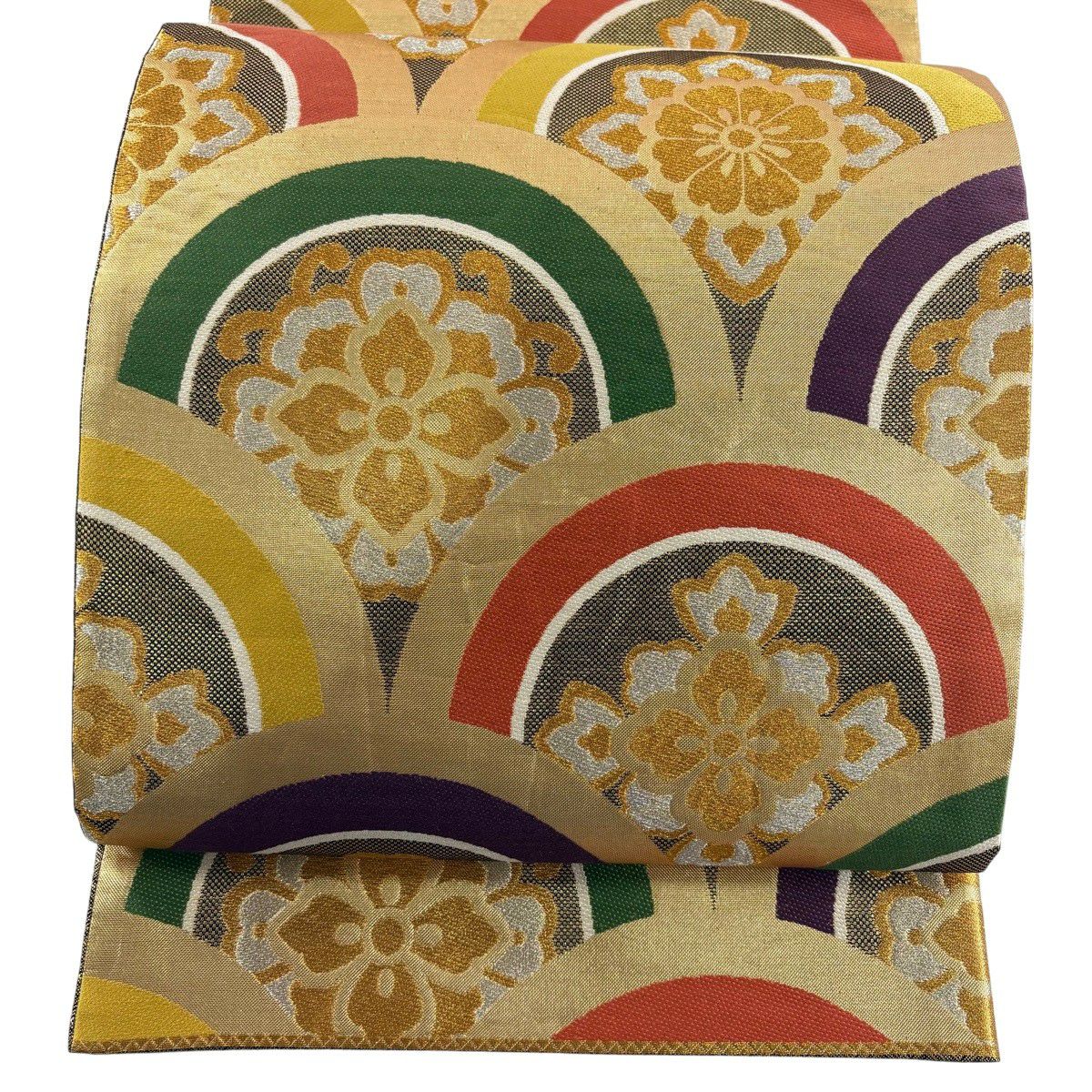 袋帶 秀品級 青海波 華紋 金銀絲 金金箔 金色 六通 純蠶絲