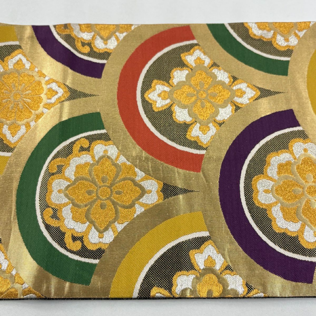 袋帶 秀品級 青海波 華紋 金銀絲 金金箔 金色 六通 純蠶絲
