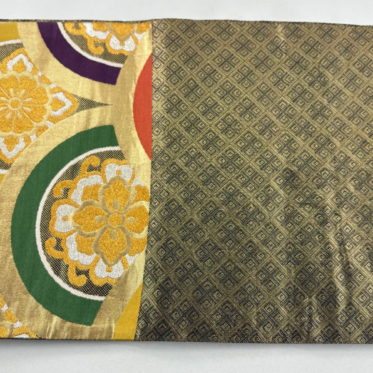 袋帶 秀品級 青海波 華紋 金銀絲 金金箔 金色 六通 純蠶絲
