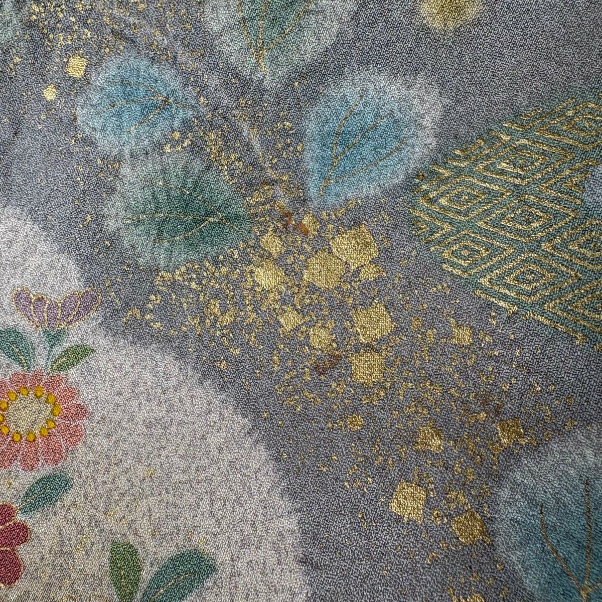 訪問服 身長163cm 袖長63cm S 雙層 袋帶套裝 落款あり 霞 花車 金絲 金銀彩 粉紅 純蠶絲 名品級