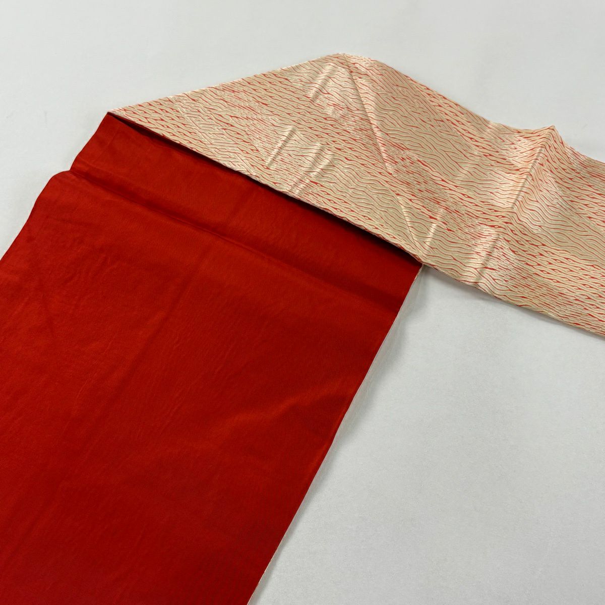 【美品】 名古屋帶 秀品級 幾何圖案 絞染 米色 純蠶絲