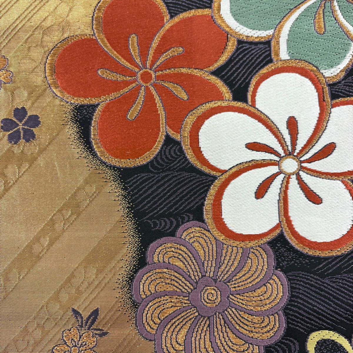 袋帶 優品級 旋梅花 花朵 刺繡 金線 紫色 六通 純蠶絲
