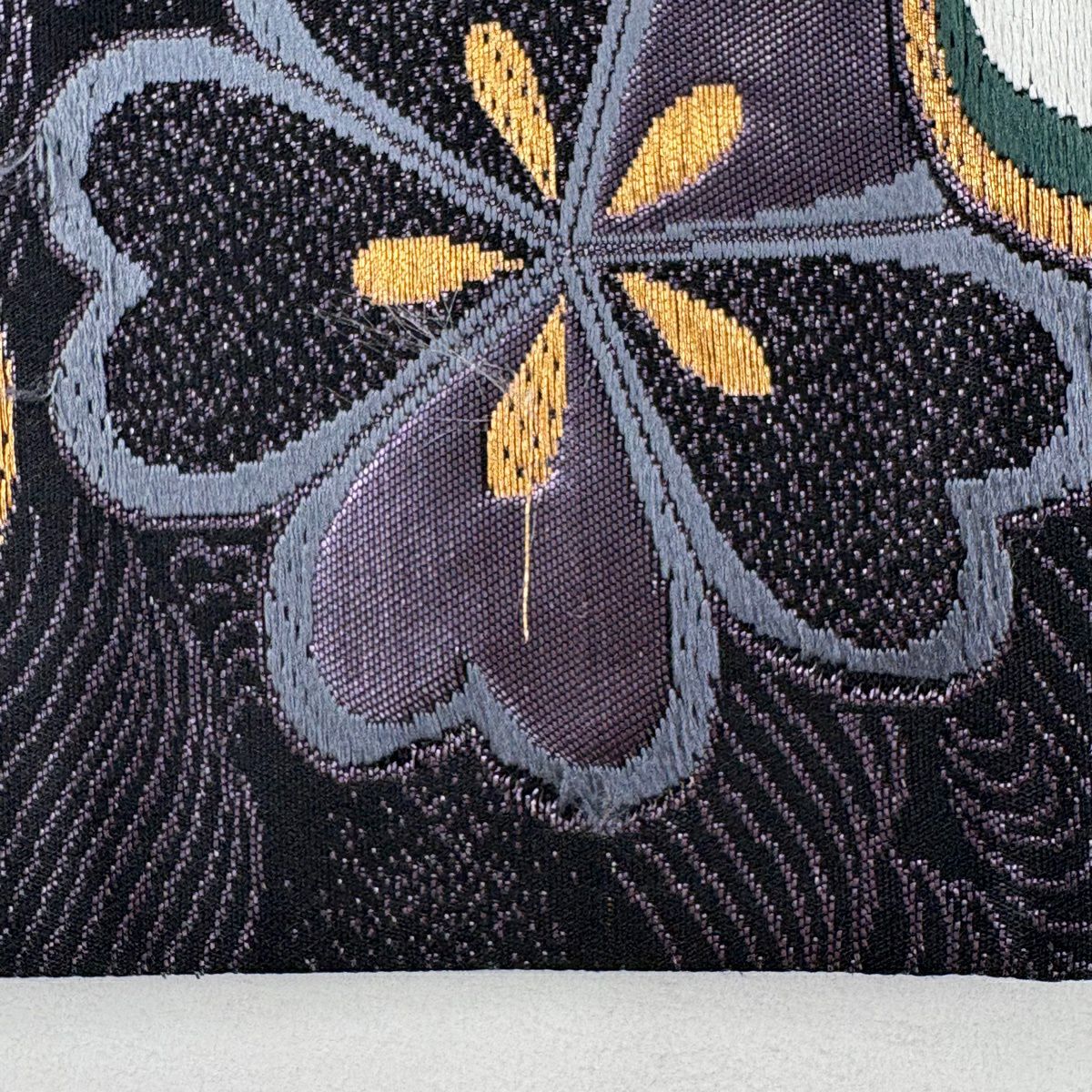 袋帶 優品級 旋梅花 花朵 刺繡 金線 紫色 六通 純蠶絲