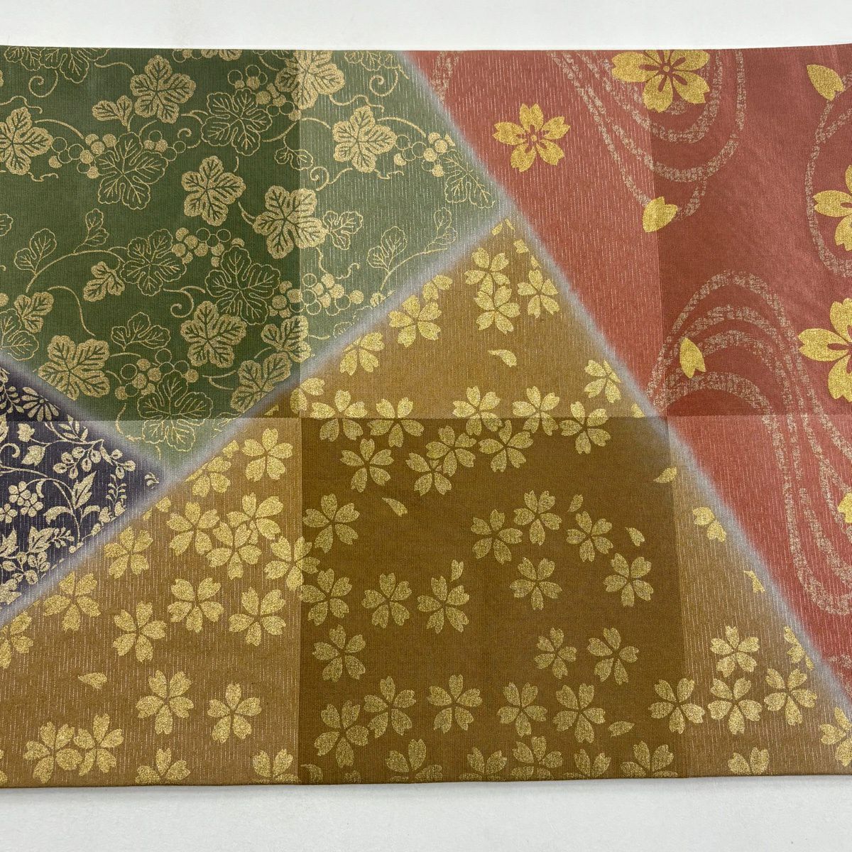 【美品】 袋帶 秀品級 櫻花 流水 金銀彩 紫色 六通 純蠶絲