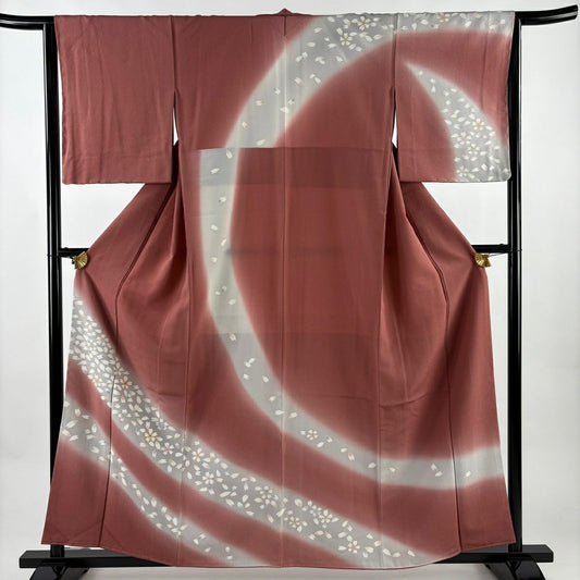 【美品】訪問服 身長158.5cm 袖長64cm M 雙層 櫻花 金線 染分 粉紅 純蠶絲 優品級