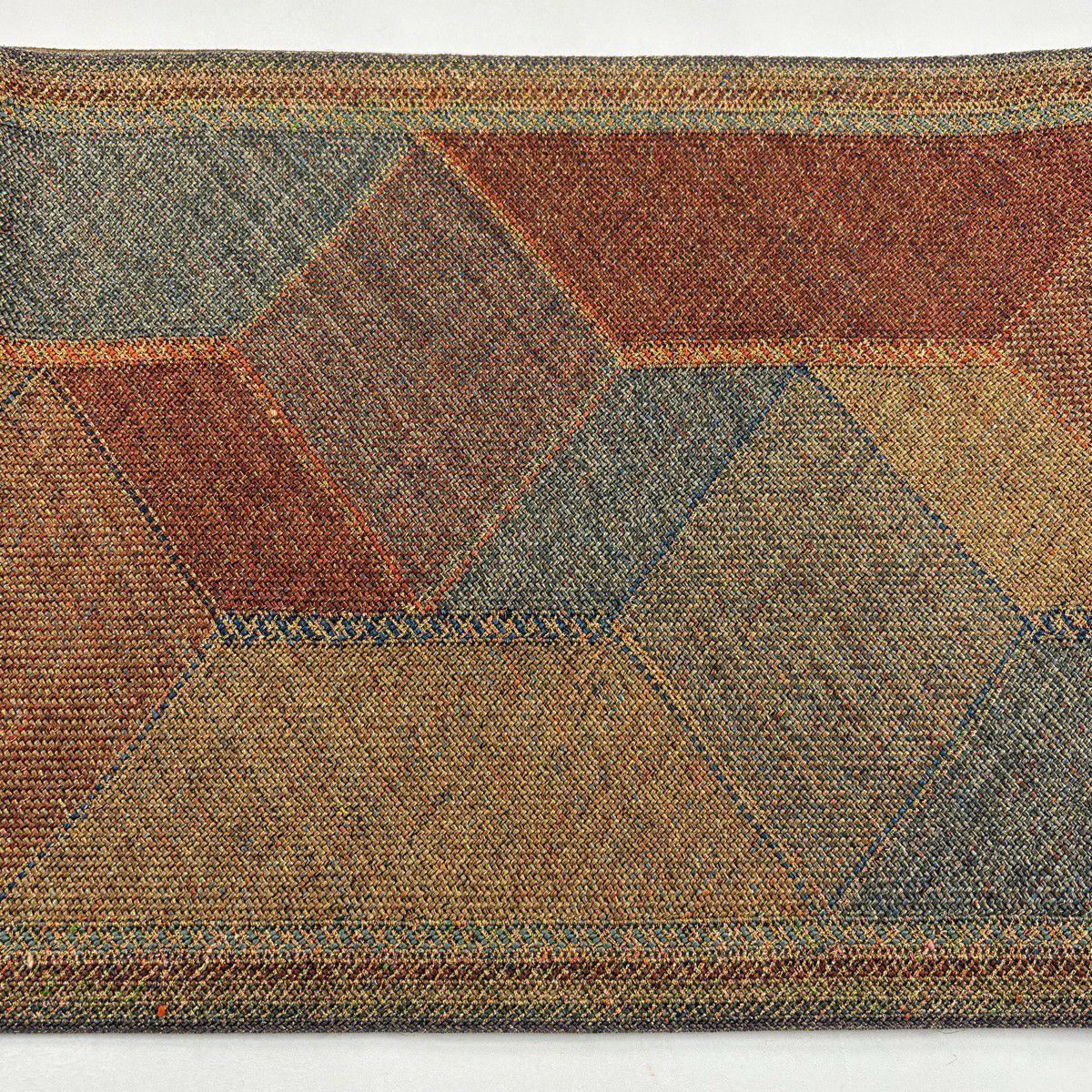 【美品】 袋帶 秀品級 幾何圖案 金絲 山吹茶 純蠶絲