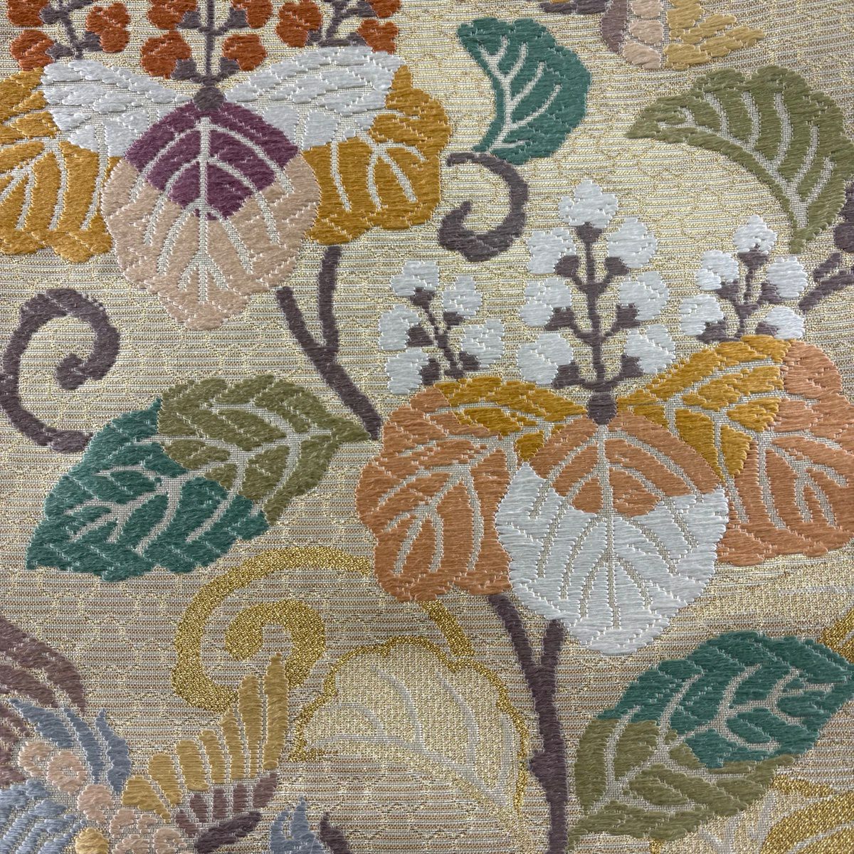 【美品】 袋帶 秀品級 桐 鳳凰 纏織 金金箔 金色 六通 純蠶絲