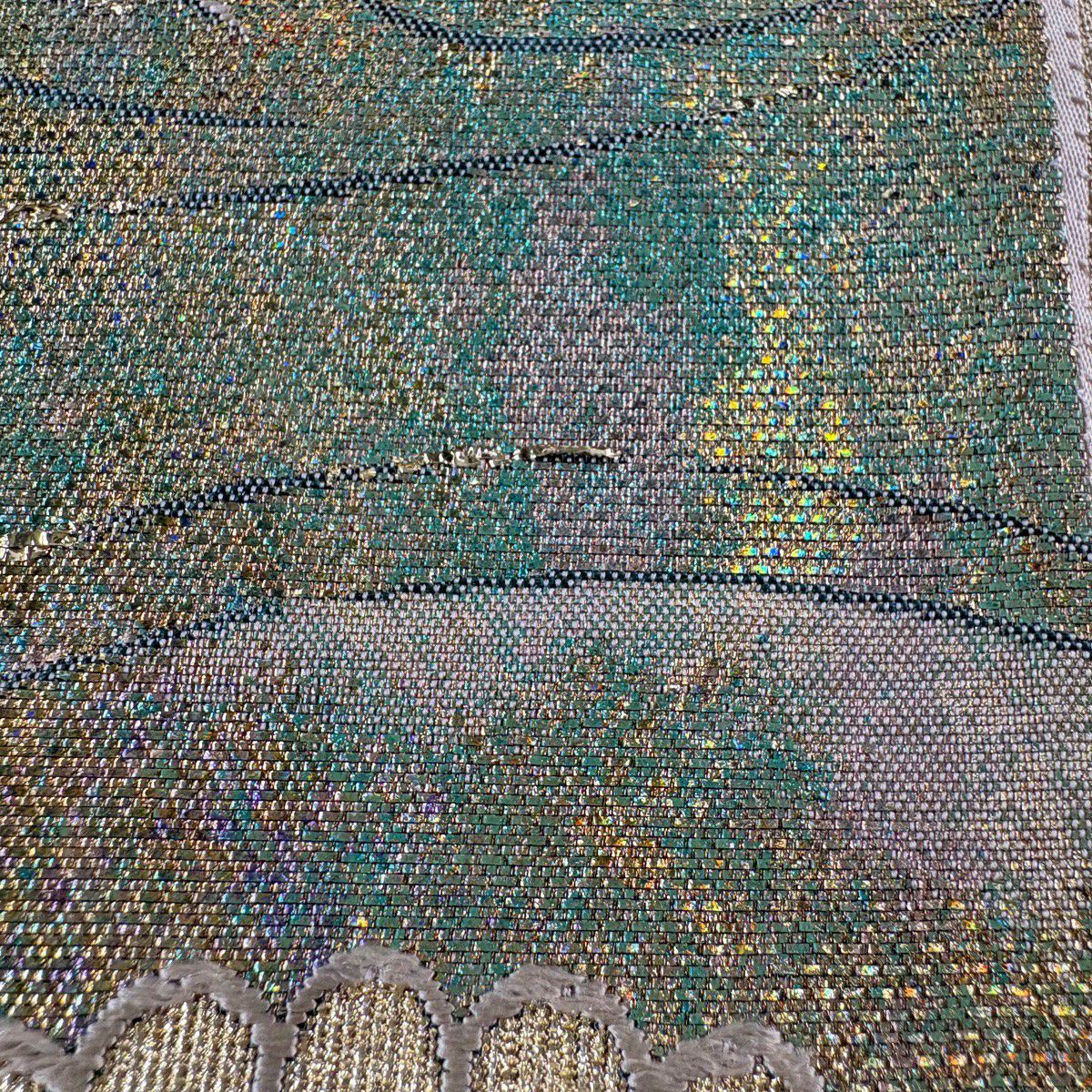 【美品】 袋帶 秀品級 花唐草紋 華紋 唐織 金金箔 金色 六通 純蠶絲