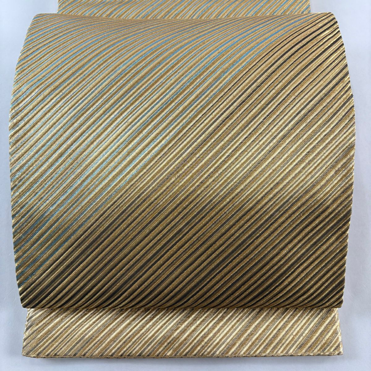 【美品】 袋帶 秀品級 斜紋 金金箔 金絲 金色 大鼓圖案 純蠶絲
