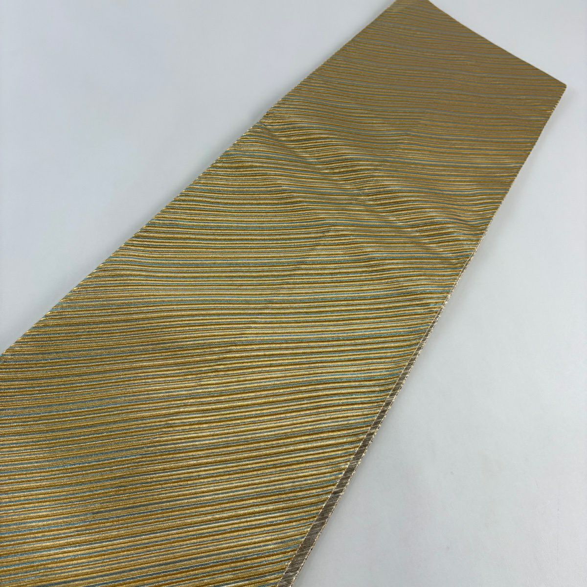 【美品】 袋帶 秀品級 斜紋 金金箔 金絲 金色 大鼓圖案 純蠶絲